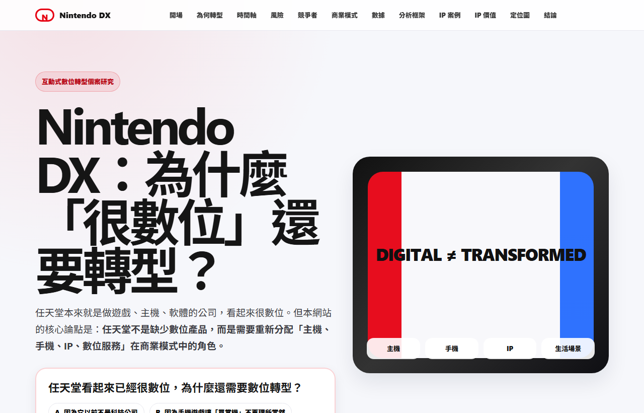 Nintendo 期末報告首頁截圖